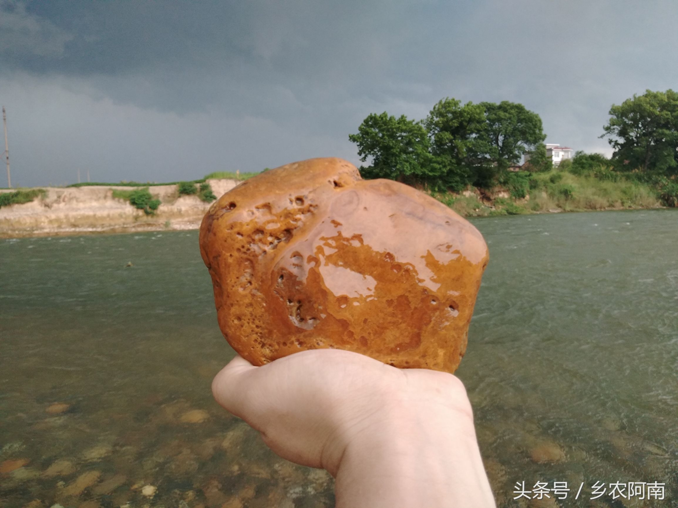 去茶陵的洣江河里游泳，没想到河里有很多奇石，随手捡了几个，你看有黄蜡石，金纹石，乌金石，还满好看的